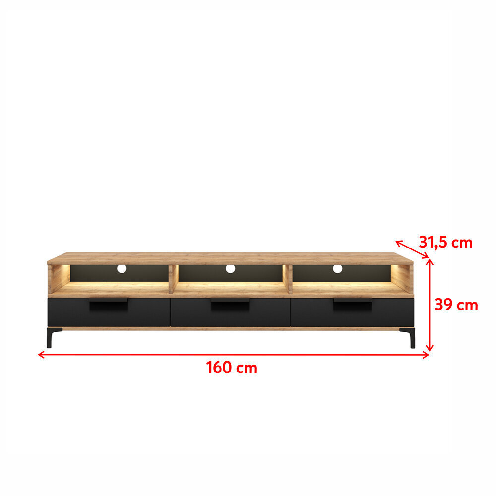 TV staliukas Selsey Rikke LED, rudas/juodas kaina ir informacija | TV staliukai | pigu.lt