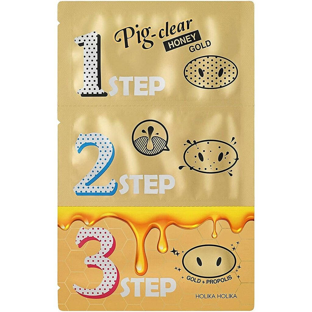 Kaukė, skirta porų sutraukimui Holika Holika Pig Clear Honey Gold 3 Step цена и информация | Veido kaukės, paakių kaukės | pigu.lt