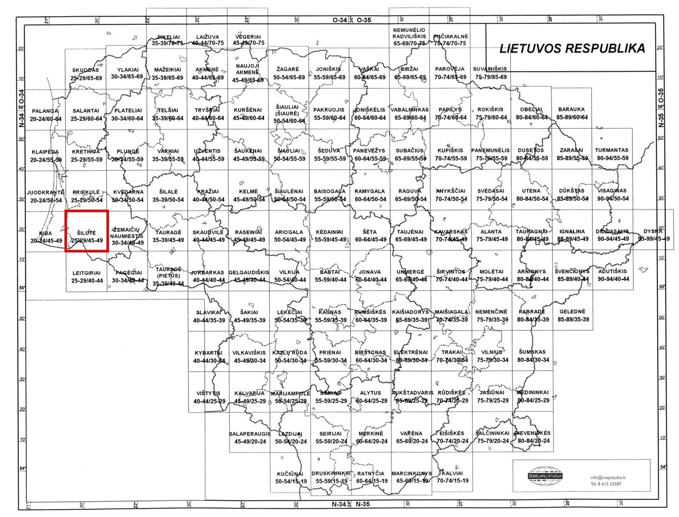 Topografinis žemėlapis, Šilutė 25-29/45-49, M 1:50000 kaina ir informacija | Žemėlapiai | pigu.lt