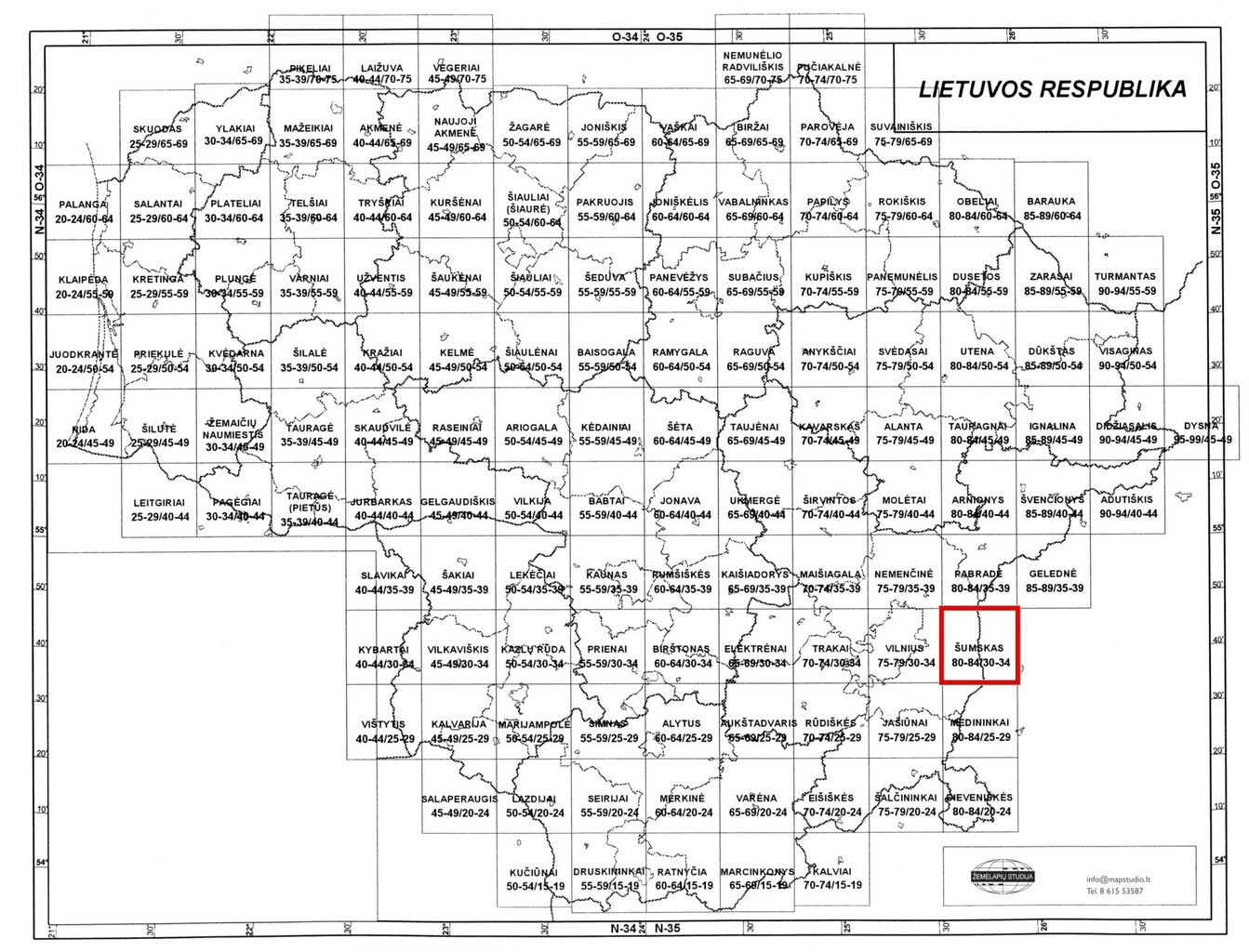 Topografinis žemėlapis, Šumskas 80-84/30-34, M 1:50000 kaina ir informacija | Žemėlapiai | pigu.lt