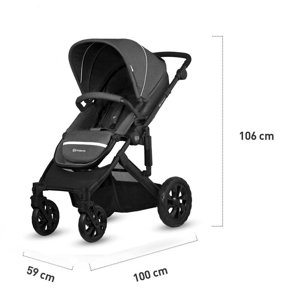 Universalus vežimėlis Kinderkraft Prime Lite 3in1, black цена и информация | Vežimėliai | pigu.lt