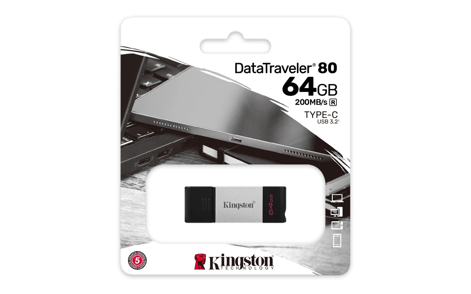 Kingston DataTraveler 80 64GB USB 3.2 цена и информация | USB laikmenos | pigu.lt