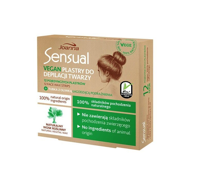 Veido depiliacijos juostelės Vegan Natural Wax Joanna Sensual, 12vnt. kaina ir informacija | Depiliacijos priemonės | pigu.lt