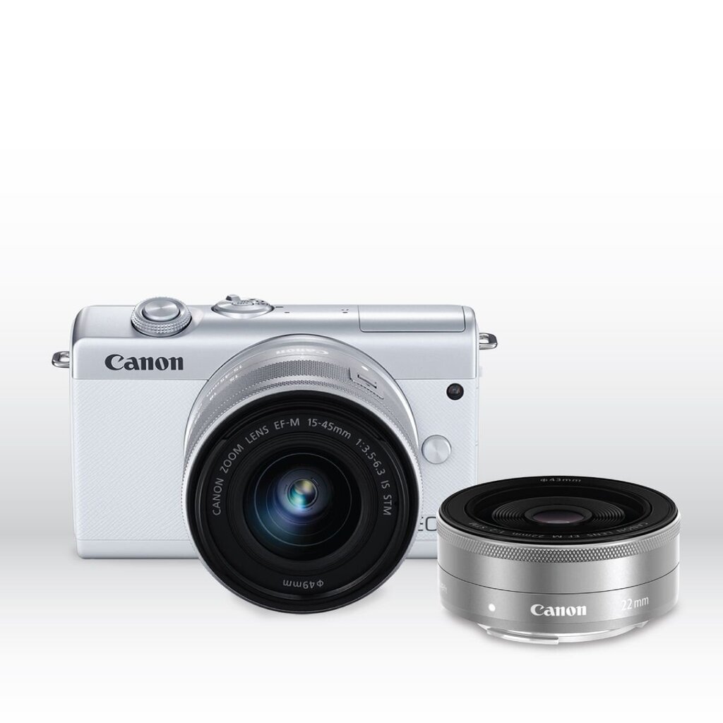 Canon EOS M200 15-45mm IS STM + EF-M 22mm IS STM (White) kaina ir informacija | Skaitmeniniai fotoaparatai | pigu.lt