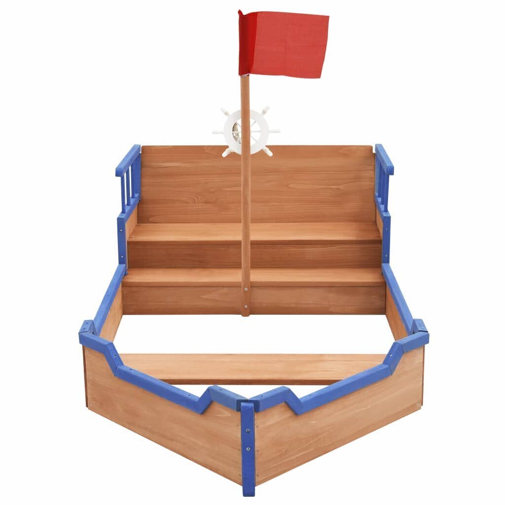Medinė smėlio dėžė Piratų laivas vidaXL, 190 x 94,5 x 136 cm kaina ir informacija | Smėlio dėžės, smėlis | pigu.lt