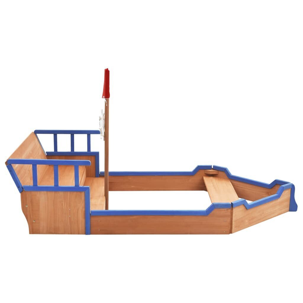 Medinė smėlio dėžė Piratų laivas vidaXL, 190 x 94,5 x 136 cm kaina ir informacija | Smėlio dėžės, smėlis | pigu.lt