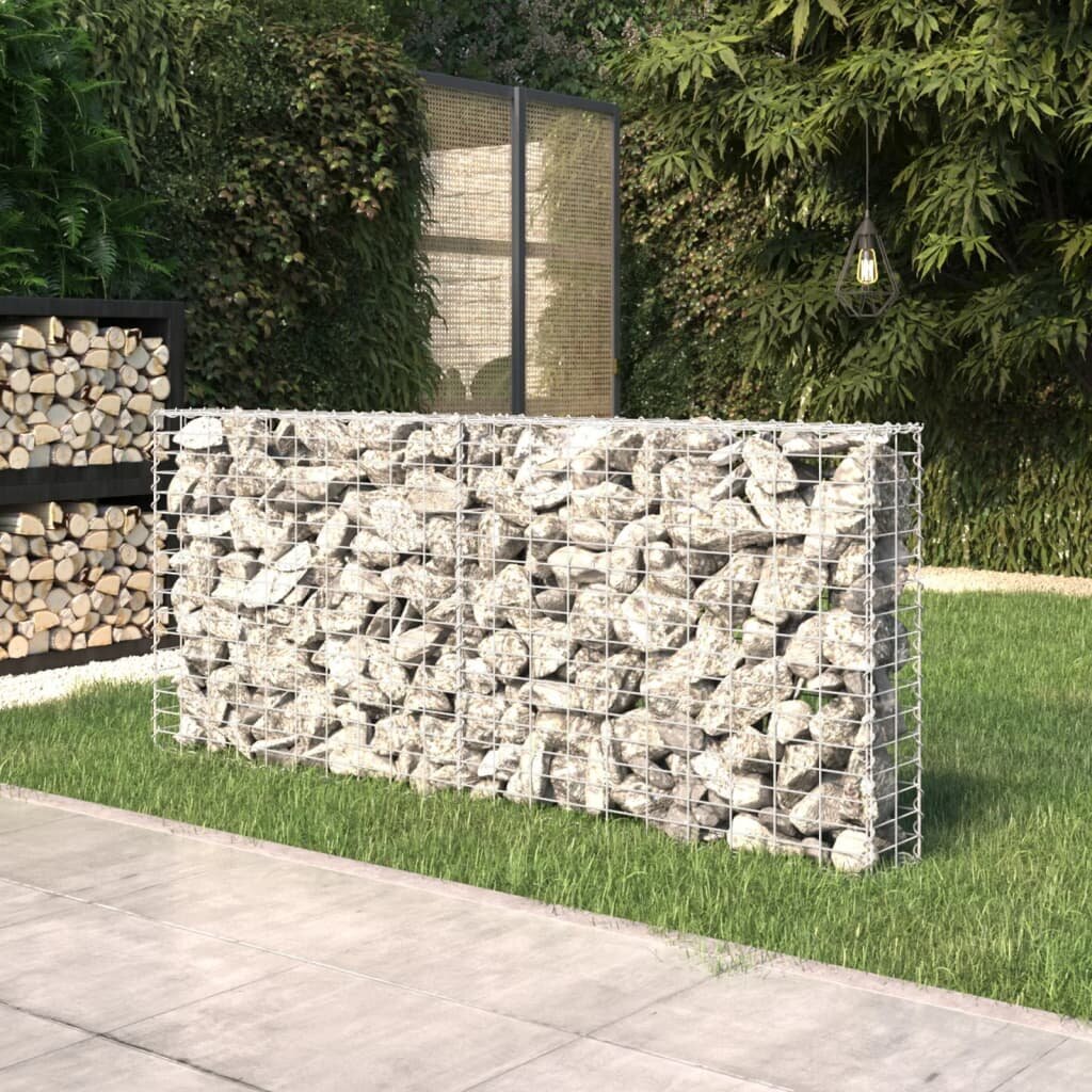 Gabiono siena su dangčiu, 200x20x85 cm, galvanizuotas plienas kaina ir informacija | Tvoros ir jų priedai | pigu.lt