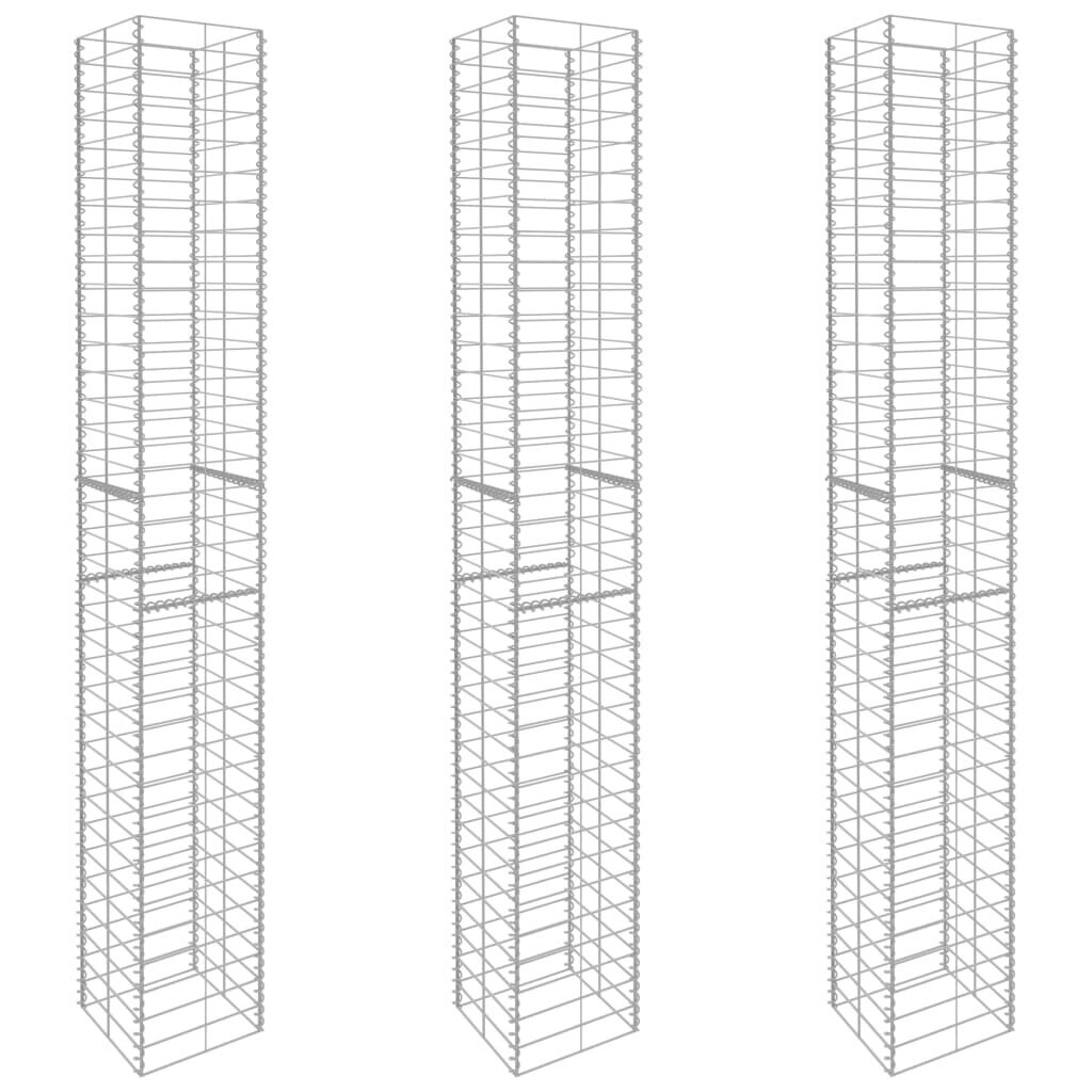 Gabionų krepšiai VisaXL, 3 vnt., 25x25x197 cm, galvanizuotas plienas kaina ir informacija | Tvoros ir jų priedai | pigu.lt