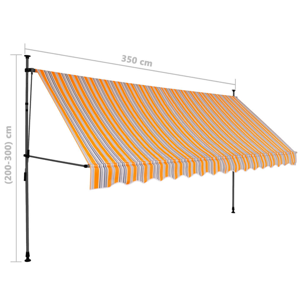 Rankinė ištraukiama markizė su LED, geltona ir mėlyna, 350cm kaina ir informacija | Skėčiai, markizės, stovai | pigu.lt