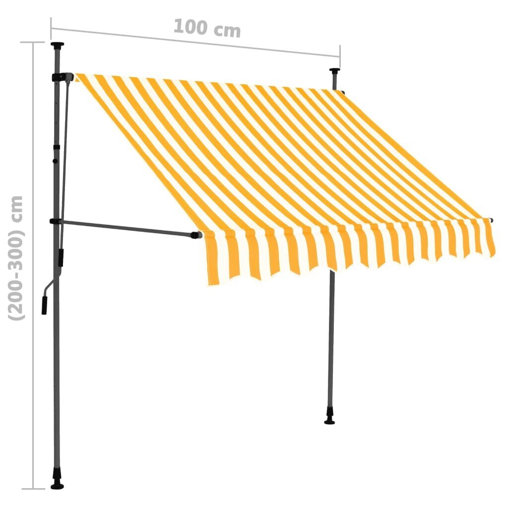 Rankinė ištraukiama markizė su LED, balta ir oranžinė, 100cm kaina ir informacija | Skėčiai, markizės, stovai | pigu.lt