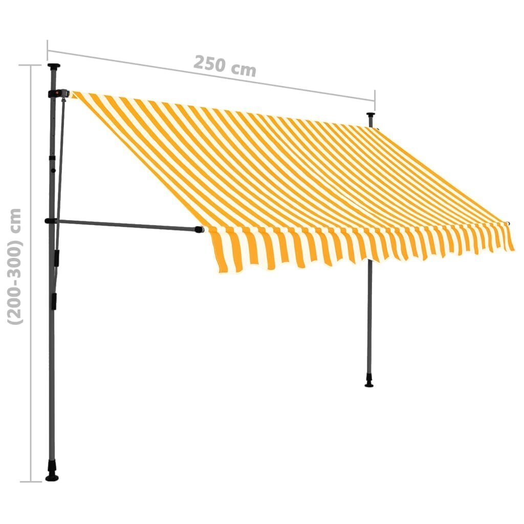 Rankinė ištraukiama markizė su LED, balta ir oranžinė, 250cm kaina ir informacija | Skėčiai, markizės, stovai | pigu.lt