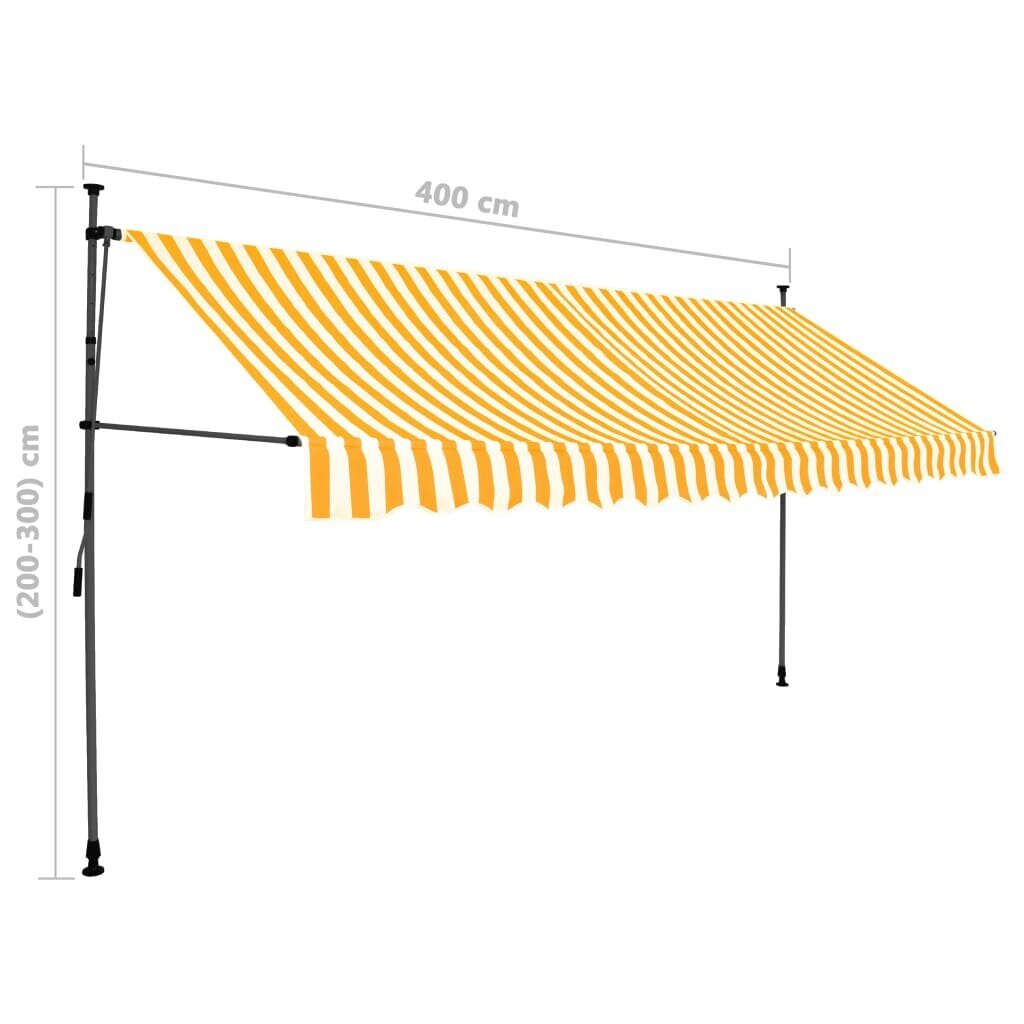 Rankinė ištraukiama markizė su LED, balta ir oranžinė, 400cm kaina ir informacija | Skėčiai, markizės, stovai | pigu.lt