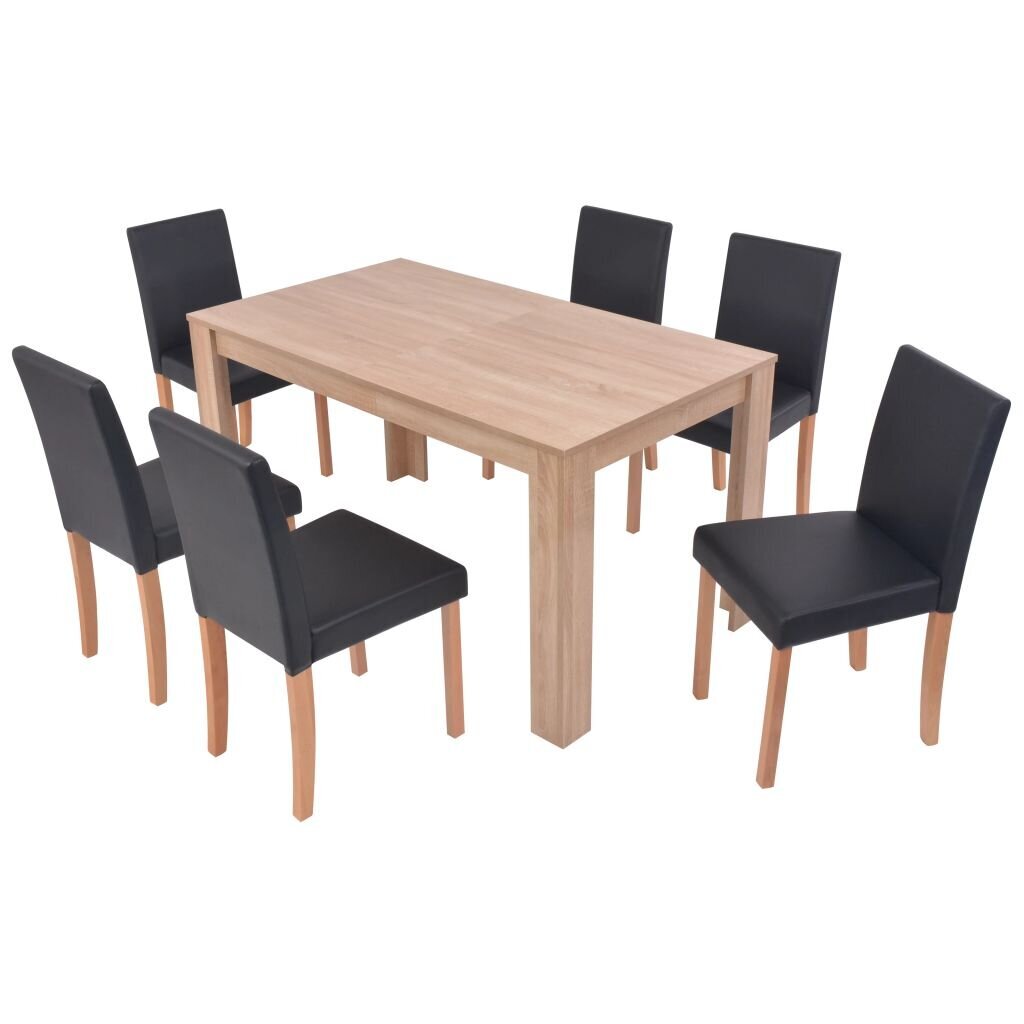 Valgomojo stalas ir kėdės,Vida XL, juoda цена и информация | Valgomojo komplektai | pigu.lt