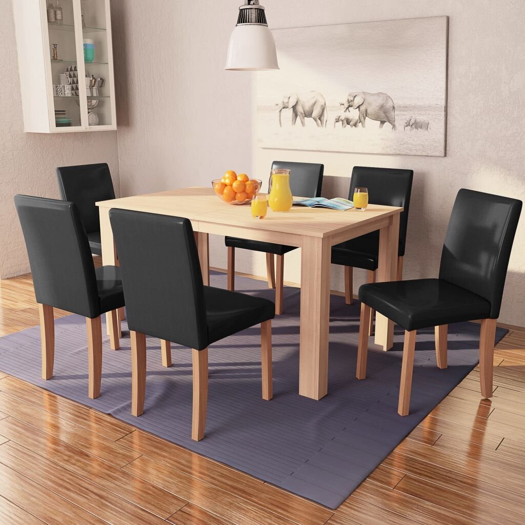 Valgomojo stalas ir kėdės,Vida XL, juoda цена и информация | Valgomojo komplektai | pigu.lt
