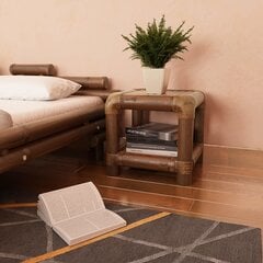 Naktinis staliukas, 40x40x40 cm, bambukas, tamsiai rudas kaina ir informacija | Spintelės prie lovos | pigu.lt
