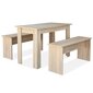 Valgomojo stalas su suolais, Vida XL, medžio spalvos цена и информация | Valgomojo komplektai | pigu.lt