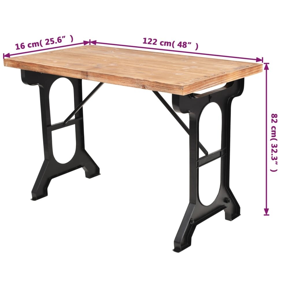 Stalas, 122x65x82 cm, eglės medienos stalviršis kaina ir informacija | Virtuvės ir valgomojo stalai, staliukai | pigu.lt