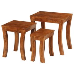 Sudedamas staliukų komplektas, 50x35x50cm, 3 dalys, rudas kaina ir informacija | Kavos staliukai | pigu.lt