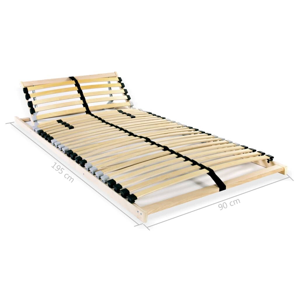 Grotelės lovoms su 42 lentjuostėmis, 7 zonos, 90x200cm, rudos цена и информация | Lovų grotelės | pigu.lt