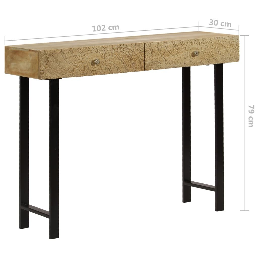 Konsolinis staliukas iš mango medienos, 102x30x79cm, rudos spalvos kaina ir informacija | Stalai-konsolės | pigu.lt