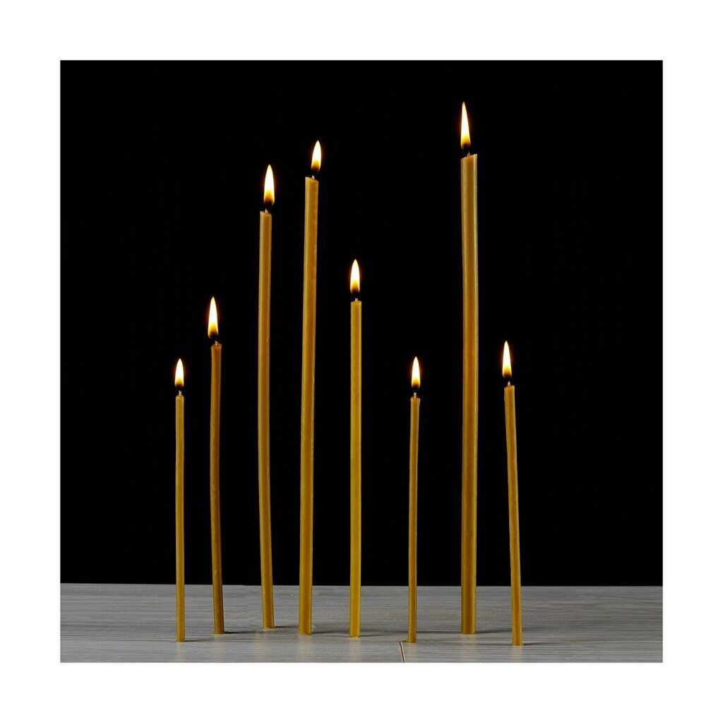 100 vnt. Bičių vaško žvakių geltonos spalvos Danilovo No60, 667 g. kaina ir informacija | Bažnytinės žvakės, žvakidės | pigu.lt