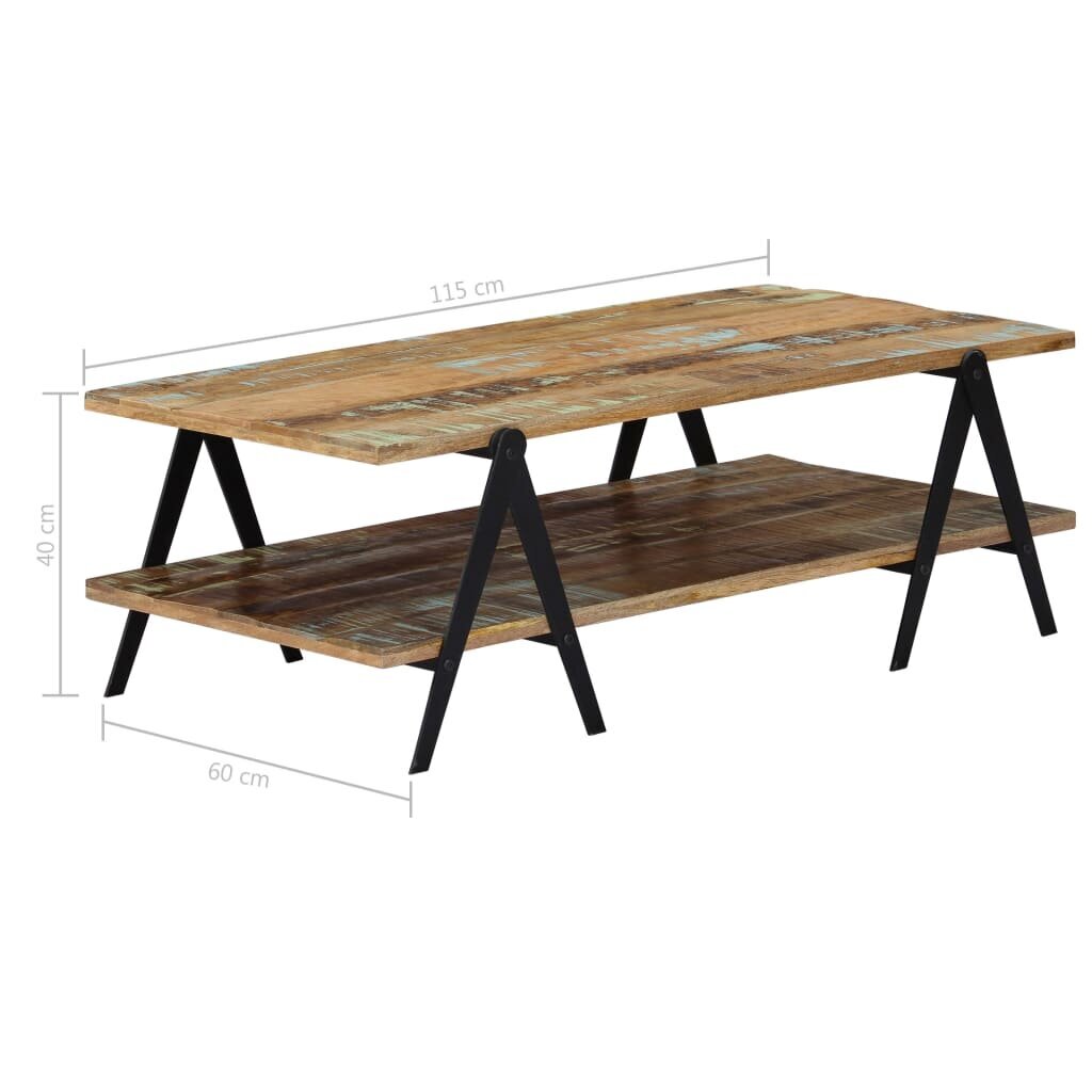 Kavos staliukas, 115x60x40cm, perdirbtos medienos masyvas kaina ir informacija | Kavos staliukai | pigu.lt