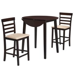 Baro baldų komplektas, 3 dalių, Vida XL, tamsiai rudas цена и информация | Комплекты мебели для столовой | pigu.lt