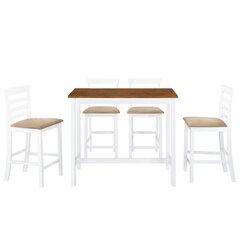 Baro baldų komplektas, 5 dalių,Vida XL, rudas/baltas kaina ir informacija | Valgomojo komplektai | pigu.lt