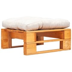 Otomanė iš paletės su smėlio spalvos pagalve, ruda, mediena kaina ir informacija | Lauko kėdės, foteliai, pufai | pigu.lt