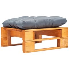 Sodo otomanė iš paletės su pilka pagalve, medaus ruda, mediena kaina ir informacija | Lauko kėdės, foteliai, pufai | pigu.lt