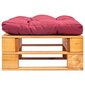 Otomanė iš paletės su raudona pagalve, medaus ruda, mediena kaina ir informacija | Lauko kėdės, foteliai, pufai | pigu.lt
