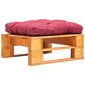 Otomanė iš paletės su raudona pagalve, medaus ruda, mediena цена и информация | Lauko kėdės, foteliai, pufai | pigu.lt