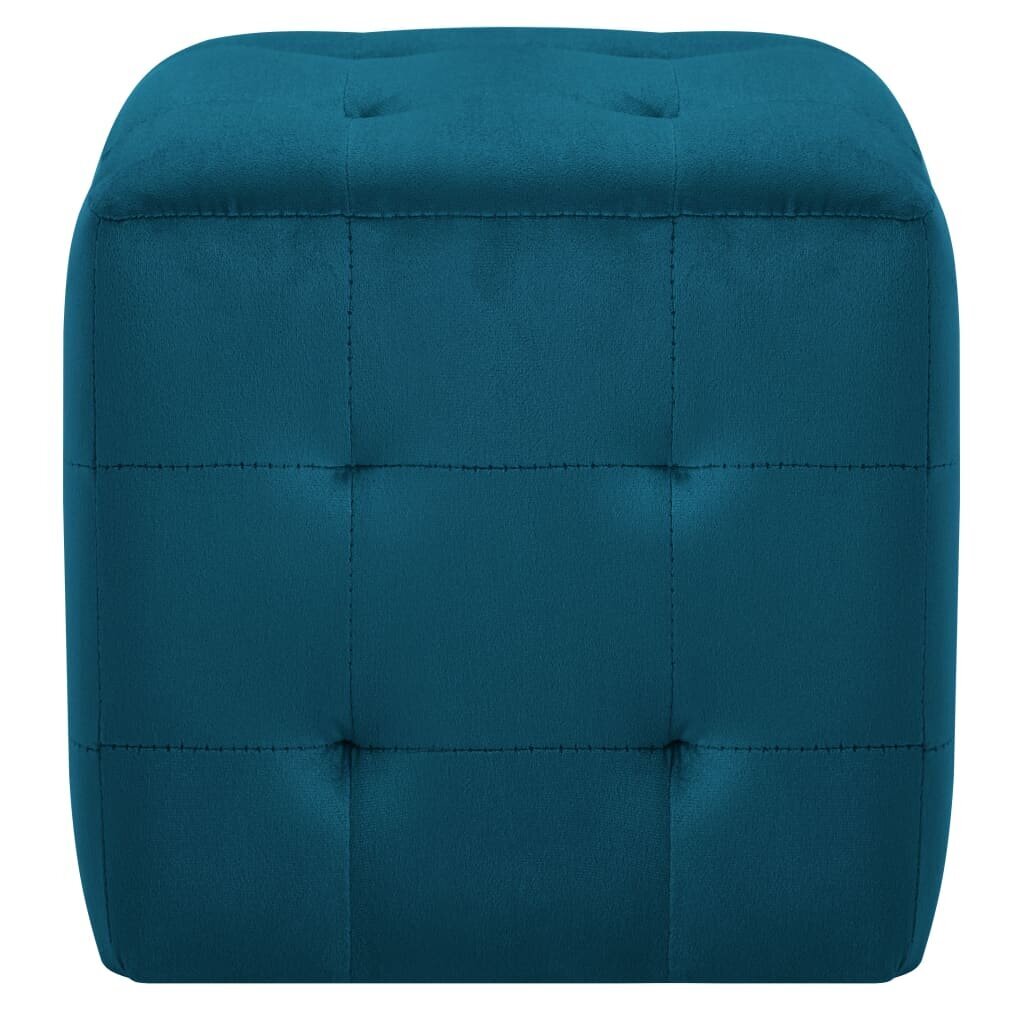 Pufai, 2 vnt., mėlynos spalvos, 30x30x30 cm, aksomas (249016) цена и информация | Sėdmaišiai ir pufai | pigu.lt