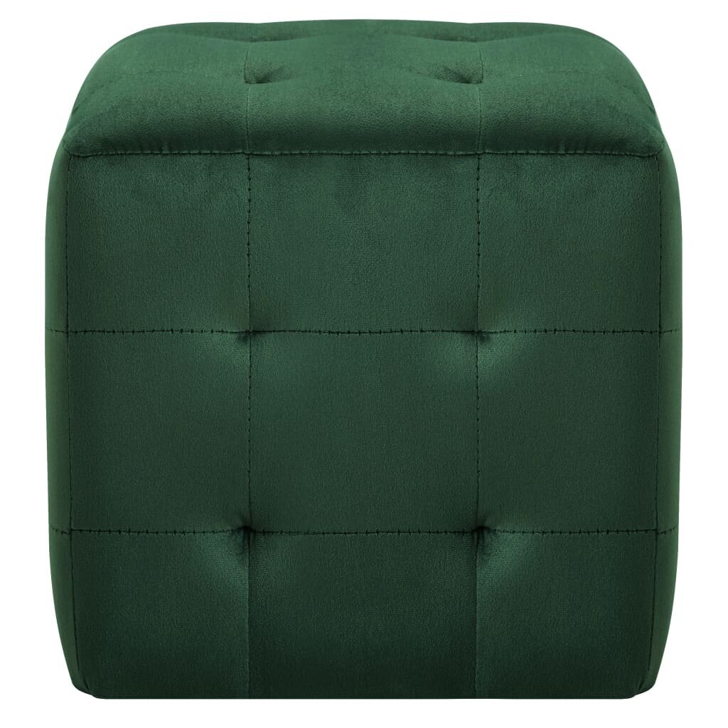 Pufai, 2 vnt., žalios spalvos, 30x30x30 cm, aksomas (249019) kaina ir informacija | Sėdmaišiai ir pufai | pigu.lt