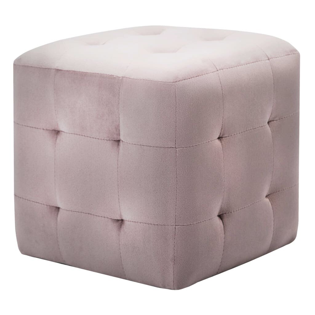Pufai, 2 vnt., rožinės spalvos, 30x30x30 cm, aksomas (249020) kaina ir informacija | Sėdmaišiai ir pufai | pigu.lt