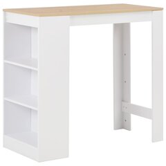 Baro stalas su lentyna,110x50x103cm, baltas kaina ir informacija | Virtuvės ir valgomojo stalai, staliukai | pigu.lt