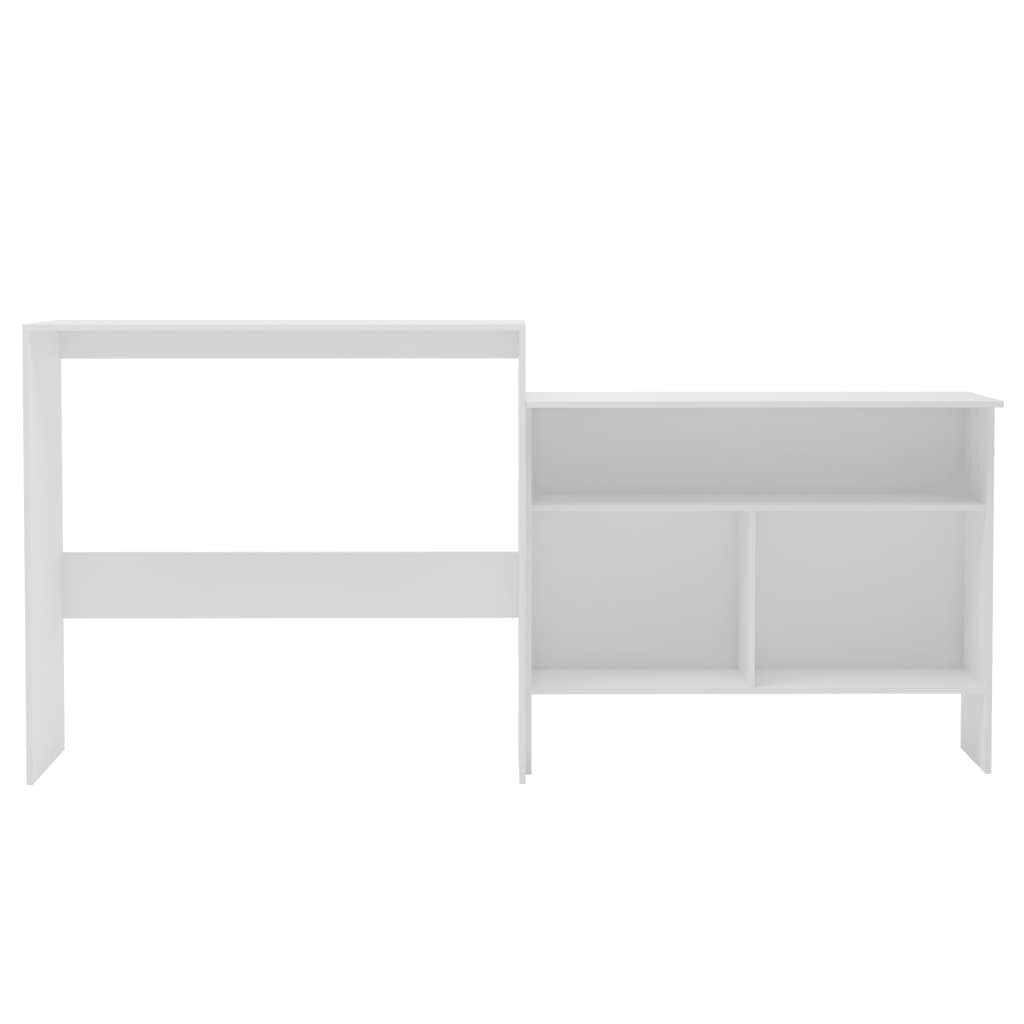 Baro stalas su 2 stalviršiais 130x40x120cm, balta kaina ir informacija | Virtuvės ir valgomojo stalai, staliukai | pigu.lt