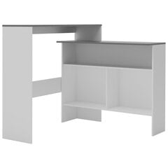 Baro stalas su 2 stalviršiais 130x40x120cm, , balta ir pilka цена и информация | Кухонные и обеденные столы | pigu.lt