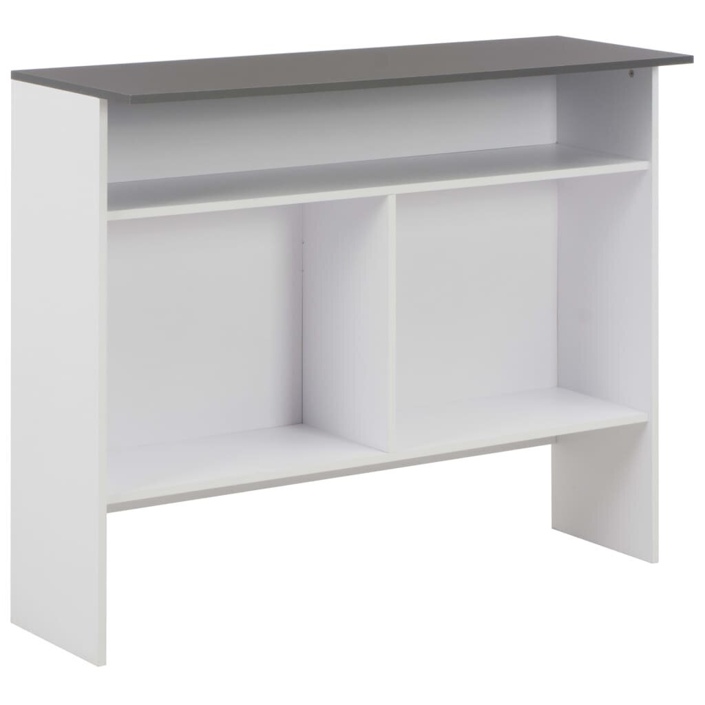 Baro stalas su 2 stalviršiais 130x40x120cm, , balta ir pilka kaina ir informacija | Virtuvės ir valgomojo stalai, staliukai | pigu.lt