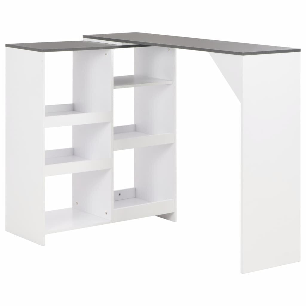 Baro stalas su judinama lentyna, 138x40x120cm, baltas цена и информация | Virtuvės ir valgomojo stalai, staliukai | pigu.lt
