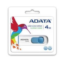 Карта памяти USB A-DATA C008 32GB, белая/синяя цена и информация | ADATA Компьютерная техника | pigu.lt