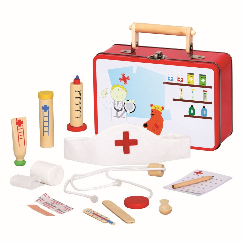 Medinis vaikiškas daktaro rinkinys Bino, 13 vnt. kaina ir informacija | Žaislai mergaitėms | pigu.lt