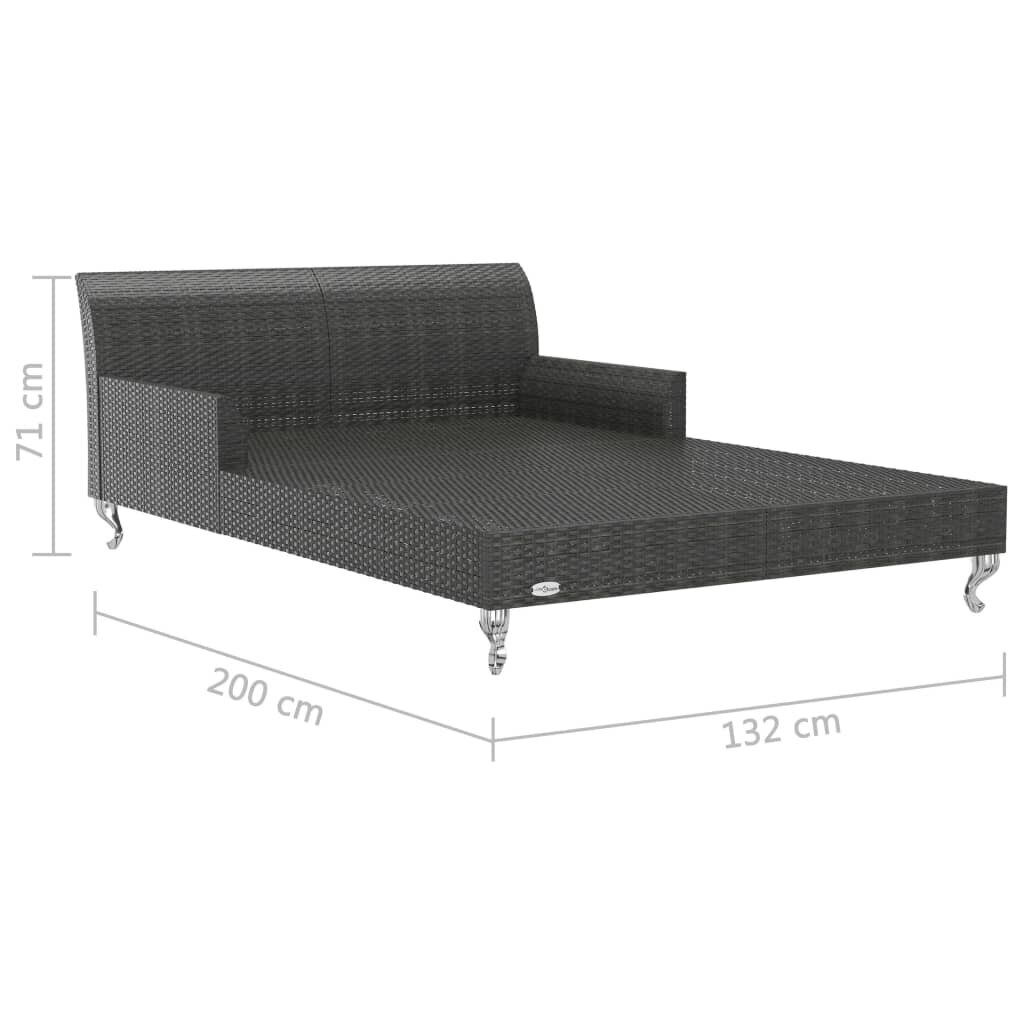Dvivietis saulės gultas su pagalvėlėmis, juodas цена и информация | Gultai | pigu.lt