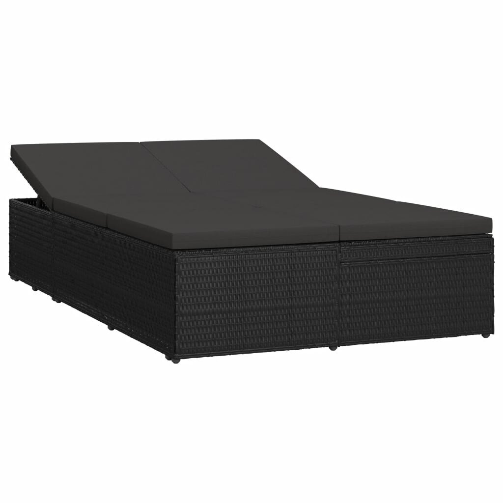 Keičiamas saulės gultas su čiužinuku, juodas kaina ir informacija | Lauko baldų komplektai | pigu.lt