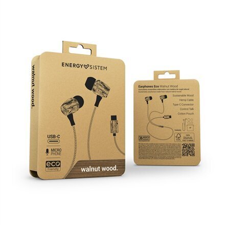 Energy Sistem Earphones Eco Walnut Wood kaina ir informacija | Ausinės | pigu.lt