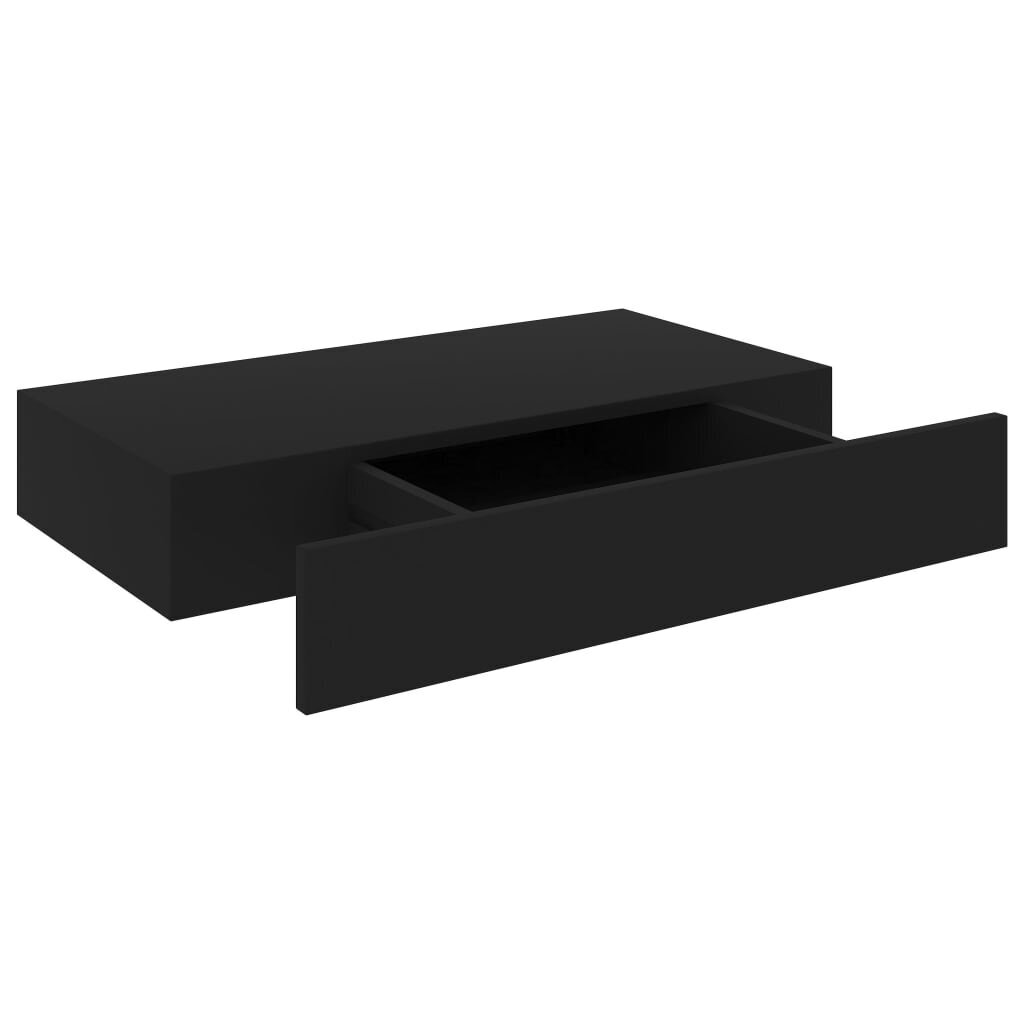 Pakabinama sieninė lentyna su stalčiumi, juoda цена и информация | Lentynos | pigu.lt