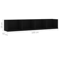 Sieninė lentyna kompaktiniams diskams, 100x18x18 cm, juoda kaina ir informacija | Lentynos | pigu.lt