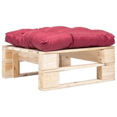Sodo otomanė iš paletės su raudona pagalve, natūrali, mediena kaina ir informacija | Lauko kėdės, foteliai, pufai | pigu.lt