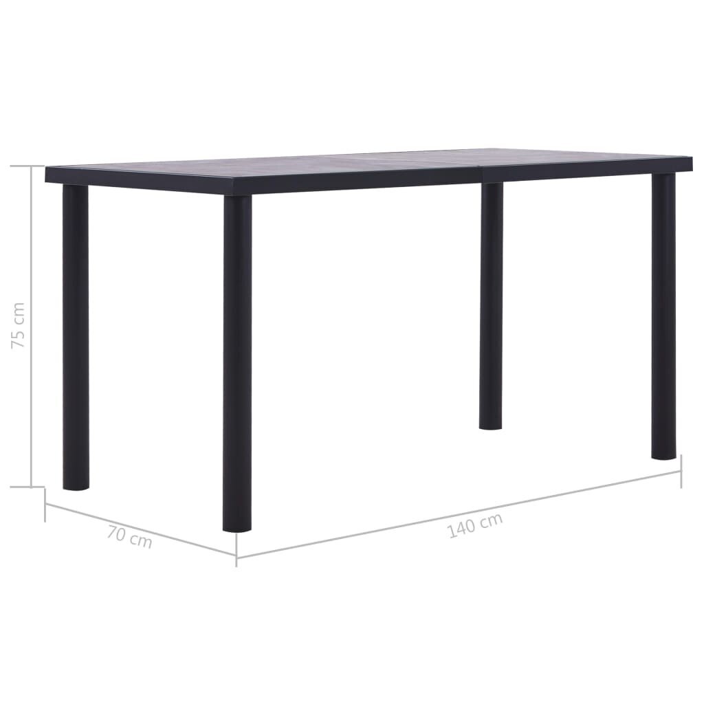 Stalas, 140x70x75cm, juodas ir betono pilkas цена и информация | Virtuvės ir valgomojo stalai, staliukai | pigu.lt