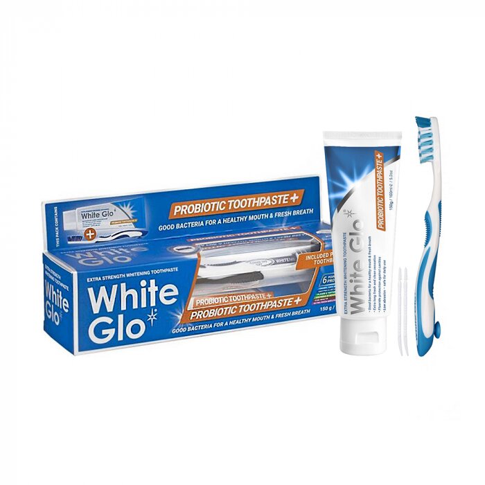Ypač stipraus poveikio balinamoji dantų pasta probiotikais white glo probiotic extra strength whitening toothpaste, 150 g + dantų šepetėlis kaina ir informacija | Dantų šepetėliai, pastos | pigu.lt